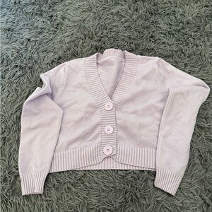 lavender button-up sweater